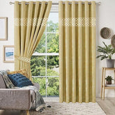 2 Pieces Luxury Velvet Curtain Panels with 2 belts-Yellow
